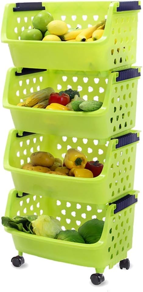 Versatile Utility Cart with Wheels Multi Functional Plastic Shelf for Kitchen